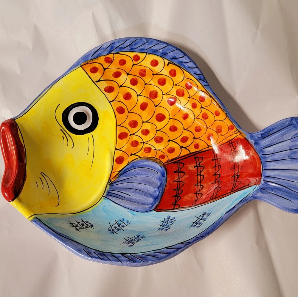 Large VIETRI Italian Pottery Fish Plate Serving Dish - Picture 10 of 10